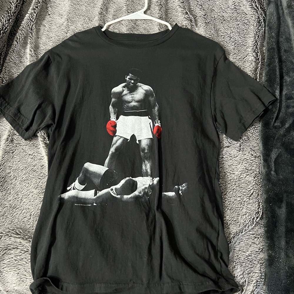 Black Graphic T-Shirt with Red Accents